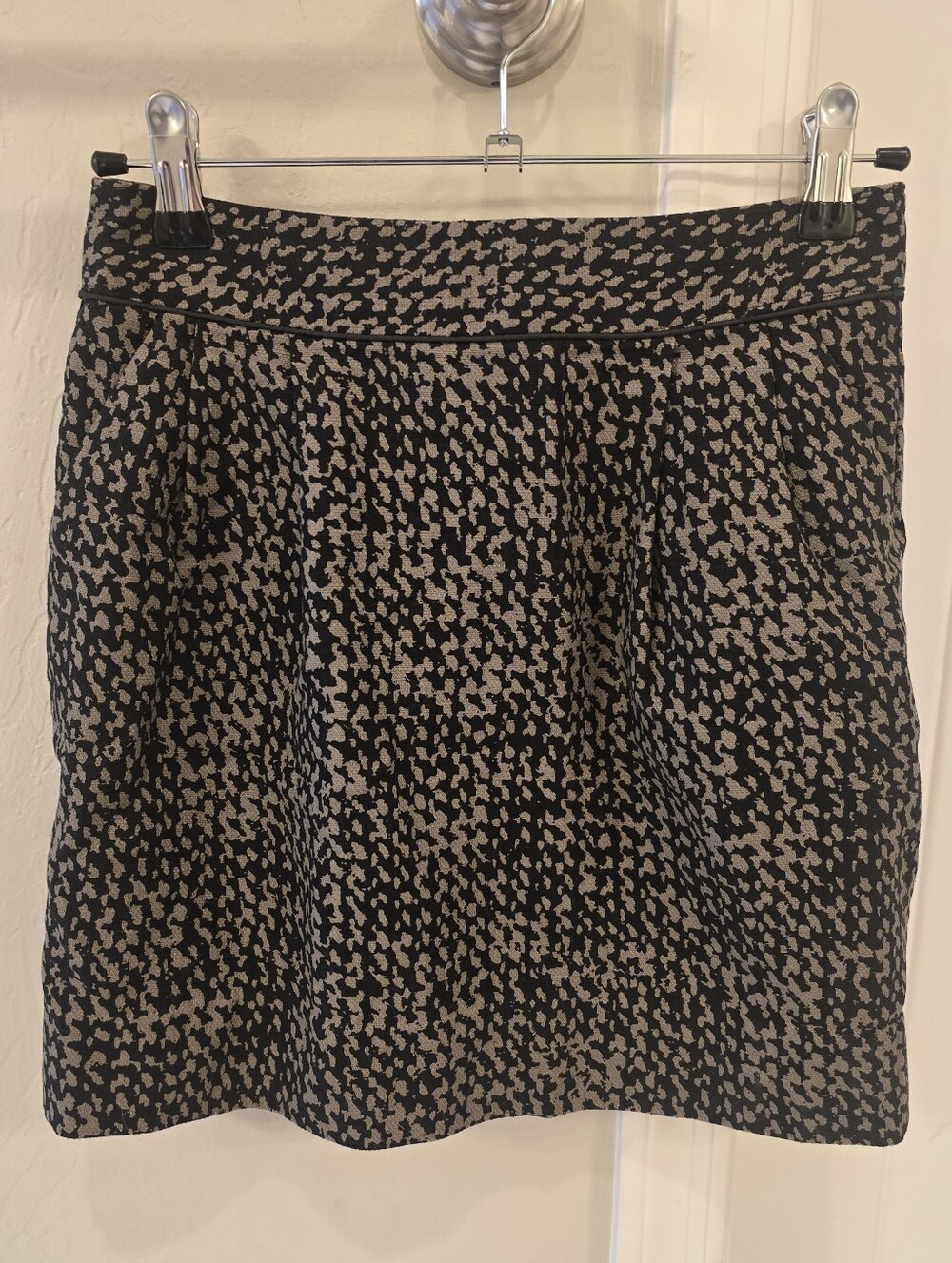 GAP Womans Black Brown Houndstooth Lined Skirt With Pockets Size 0